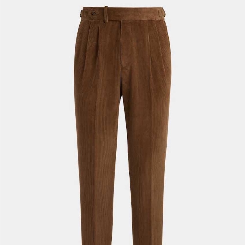 Mid Brown Pleated Suit Supply Pants